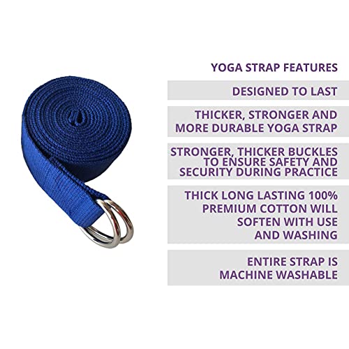5-Pack Yoga Exercise Adjustable Straps 8Ft OR 10Ft with Durable D-Ring for Pilates & Gym Workouts Yoga Fitness | Hold Poses, Stretch, Improve Flexibility & Maintain Balance