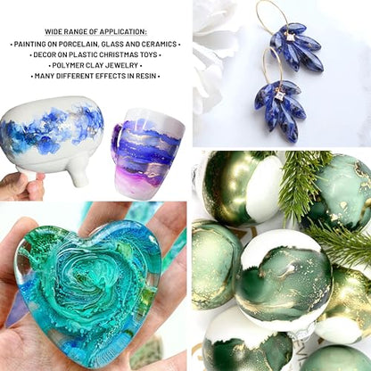 Alcohol Ink Set - 34 Color Variations - Set #18-4 Alcohol Inks x 0.51 fl oz (15 ml) | Highly Concentrated Dyes, Lightfast, Translucent and Vibrant Colors – For Painting and Epoxy Resin – Made in the EU - color: 18, style: Basic 'A' line