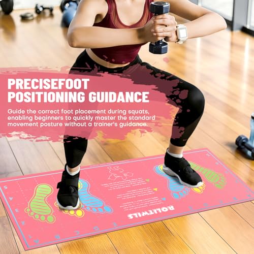 31.5'' X 13.8'' Anti-Slip Squat Mat with Foot Position Guides, Professional-Grade Exercise Mat Perfect for Squats, Leg Training and Lunges, Enhancing Muscle Activation, Versatility and Safety for Home Fitness Enthusiasts - color: Pink