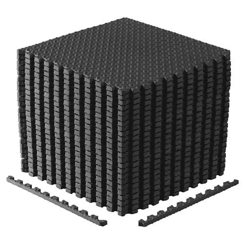 CAP Puzzle Exercise Mats | 3/4” Thick EVA Interlocking Foam Tiles for Home Gym Flooring | Multiple Options - color: Diamond - Black, style: 24 Tiles (96 SQ FT)