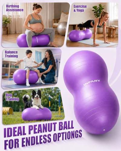 INPANY Peanut Exercise Ball for Labor, Physical Therapy & Fitness - color: Purple