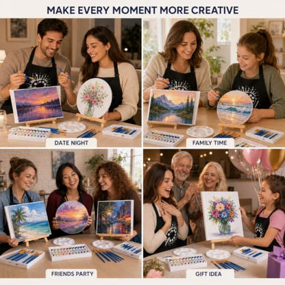Hdviai Sip and Paint Kit for Couples, 56-Piece Set with Easels and Canvas - size: 58Pack 8 x 10inch