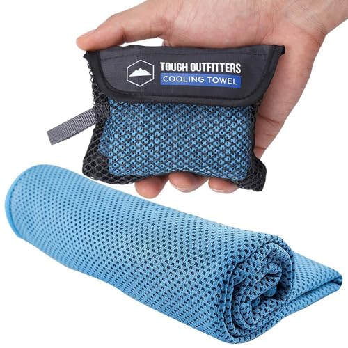 Tough Outdoors Cooling Towels for Neck Face - Neck Cooling Towel for Hot Weather Yoga Sports Golf Sweat - Instant Cold Towel - color: Light Blue, size: Single Pack
