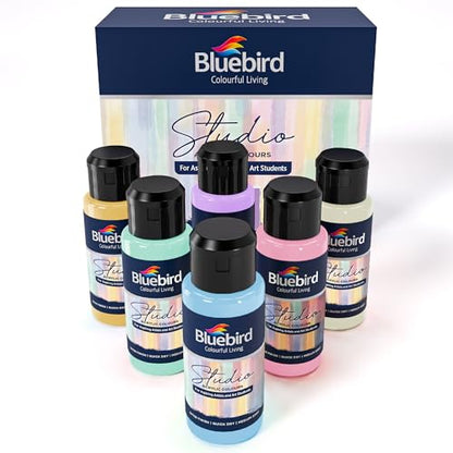 BLUEBIRD Studio Acrylic Paints, Pastel Colors, 6-Pack 3.4 Fl Oz each, Basic Acrylic Paint For DIY Crafts & Beginner Artists - color: PASTEL COLORS, (6-Pack, 3.4 Fl Oz each)