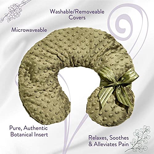Sonoma Lavender Luxury Eucalyptus/Lavender Neck Pillow, Green Dot | Heatable/Chillable, Microwaveable for Neck and Shoulders, Removable Washable Covers, Great for Relaxation and Pain Relief - color: Green Dot