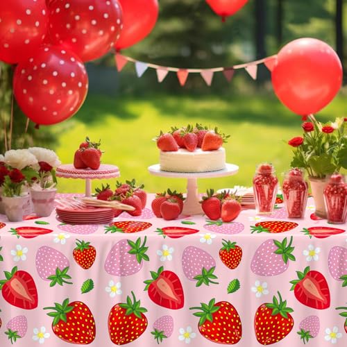 4 Pack Strawberry Tablecloth Strawberry Table Cloth Berry Party Table Cover Sweet One Birthday Party Tablecloth Berry Themed Decor 51 x 86 Inch Fruit Themed Indoor Outdoor Decorations