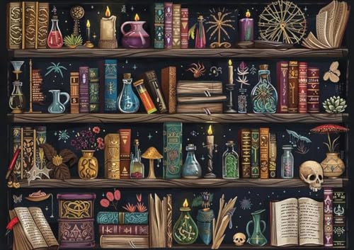 WUSARPLY Bookshelf Diamond Painting Kits for Beginner Adults | Magical Book Diamond Art Kits Full Drill Diamond Dots Paint with Diamonds Gem Arts and Crafts for Beginner Home Wall Decor - color: YH034