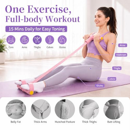 Pedal Resistance Band with Handle,4/6/8 Tubes Options,Full-Body Use - color: 6Tubes-Pink