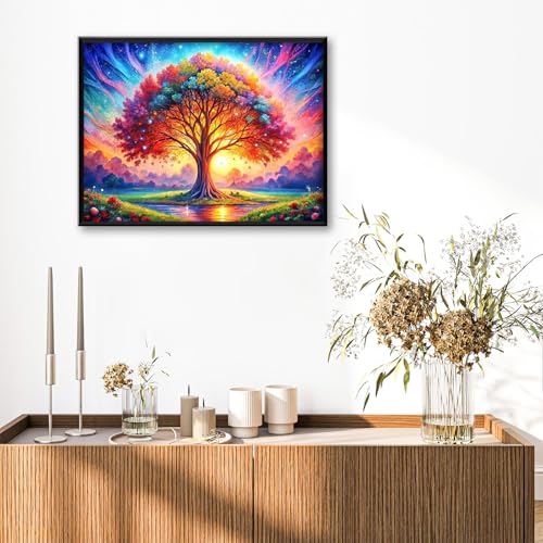 Tree of Life Diamond Art Kits for Adults Beginners 12x16 in, DIY Craft Gift | Fantasy Diamond Painting Kits for Adults, Stress Relief, Home Wall Decor, 5D Full Round Drill Gem Art - color: DP-US07