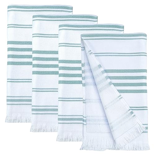 Ample Decor Cotton Hand Towels 16x28 Inches, Turkish Style, Quick Dry, Multi-Purpose Kitchen & Bathroom Towels, Oeko-Tex Certified, Set of 4, Mint Green - color: Mint Green, size: Hand Towel Set of 4