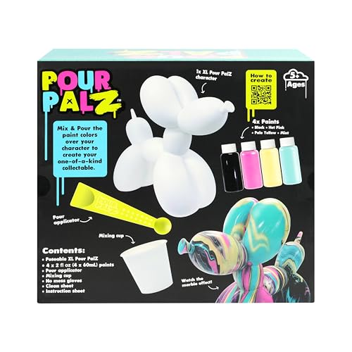 DIY Paint Pouring Kit – 1 XL Balloon Dog, 4 Acrylic Pour Paints, Mixing Cups & Tools, Create Unique Marbled Art, Fun Hands-On Craft Kit for Kids & Adults, Candy Ripple, Ages 5+ - color: Dog Candy Ripple