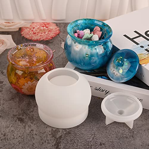 Jar Silicone Molds, Jar Resin Molds with Lid, Epoxy Molds for DIY Jewelry Storage Box,Candle Holder,Candy Container, Epoxy Resin Casting Craft Gifts - color: Crock Jar Molds