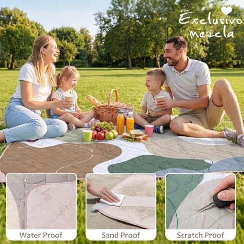 Exclusivo Mezcla Extra Large Waterproof Picnic Blankets 3 Layer, Sandproof and Foldable Outdoor Blanket for Beach Camping, Park and Travel, 60x80 Inch - color: Abstract Brown, size: 60''*80''