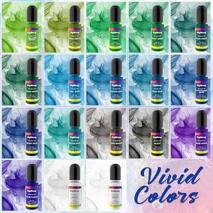 Alcohol Ink Set - 36 Bottles Vibrant Colors High Concentrated Alcohol-Based Ink, Concentrated Epoxy Resin Paint Colour Dye Great for Resin Petri Dish, Coaster, Painting, Tumbler Cup Making(10ml Each)