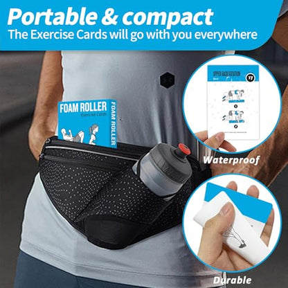 Foam Roller Workout Cards, 62 Exercises Cards Deck Large Size 5" x 3.5" Fitness Cards for Women & Men, Beginner Fitness Guide to Training Exercises at Home or Gym - style: Foam Roller