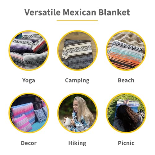 Cozumel Bulk Mexican Yoga Blanket, 10 Pack, Tan - color: Tan