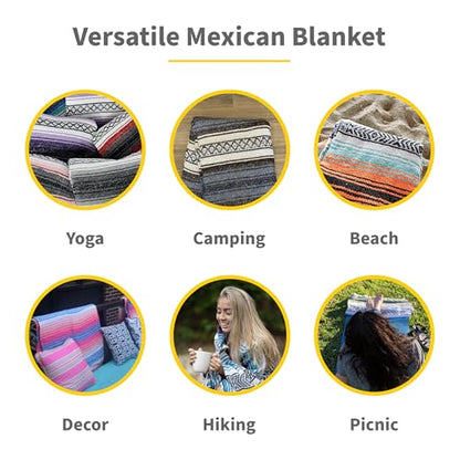 Cozumel Bulk Mexican Yoga Blanket, 10 Pack, Gray - color: Gray