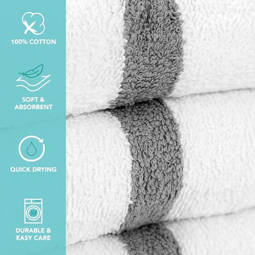 Arkwright White Bath Gym Towel - Case of 60 - Bulk 100% Cotton Soft Quick Dry Sweat Absorbent Hotel Quality Towels for Workout, Bathroom, Spa, Pool, 22 x 44 in, Grey - color: Grey, size: 22 x 44 in. (Bulk Case of 60)