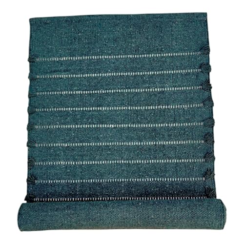 Indian Handmade100 % Organic Anti Skid Multi Colour Cotton Yoga Mat - Eco-Friendly Hand-Woven Rug - Non-Slip & Thick (24”x72”x5mm) for Hot yoga & Everyday Fitness at Home - Comfortable & Foldable Extra-Long Mat - color: Dark Green
