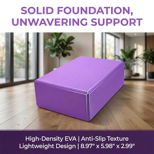 Toyvian Yoga Bricks High Density Eva Block Non-Slip Lightweight Pilates Fitness Gym Workout Stretching Aid 8.97X5.98X2.99 Inch Purple