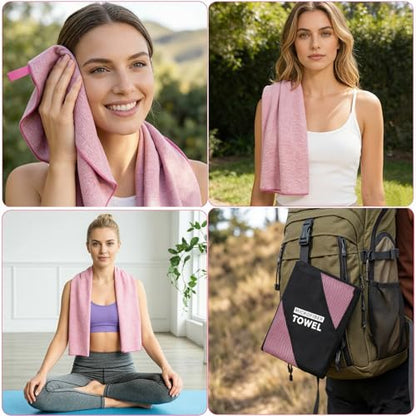2 Pack Quick Dry Camping Towel Lightweight,Fast Drying Microfiber Travel Towel for Face Hand Neck Hiking Fishing Tennis Cycling(Light Pink, 2 Pack S(15.5X31 Inch) - color: Light Pink, size: 2 Pack S(15.5X30 Inch