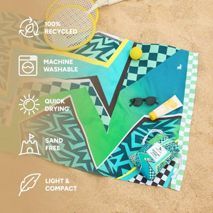 Dock & Bay Kid's Towel - Quick Dry, Sand Free - Compact, Lightweight - 100% Recycled - Includes Bag - Tide Skater - Large (160x90cm, 63x35) - color: Tide Skater, size: Large (160x90cm, 63x35")