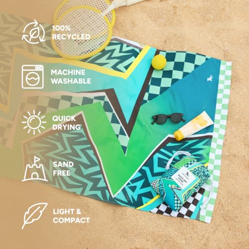 Dock & Bay Kid's Towel - Quick Dry, Sand Free - Compact, Lightweight - 100% Recycled - Includes Bag - Tide Skater - Large (160x90cm, 63x35) - color: Tide Skater, size: Large (160x90cm, 63x35")