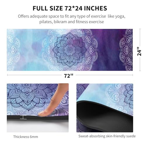 nuveti Yoga Mat Print Extra Thick TPE Non Slip Fitness Exercise Mat with Carrying Bag,72"x24" Extra Thick 6MM Exercise & Workout Mat for Yoga, Pilates Fitness and Floor Exercises - color: ManTuoLuo2