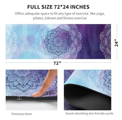 nuveti Yoga Mat Print Extra Thick TPE Non Slip Fitness Exercise Mat with Carrying Bag,72"x24" Extra Thick 6MM Exercise & Workout Mat for Yoga, Pilates Fitness and Floor Exercises - color: ManTuoLuo2