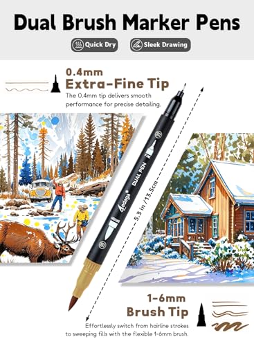 80 Colors Dual Brush Markers, Fine and Brush Tips Numbered Pens with App, for Adults, Coloring Book Bullet Journaling Note Taking Planner Hand Lettering Calligraphy Drawing Art Supplies Kit - color: 80 color