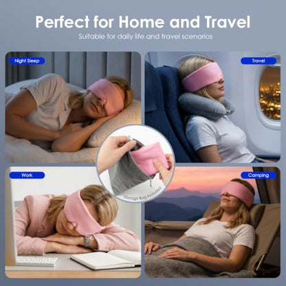 MORLIDEN Sleep Mask for Women Men, Light Blocking Eye Mask, Pink - color: Blush Pink Combed Cotton