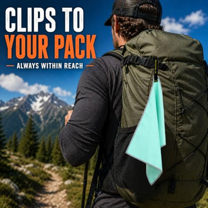 Elite Trail Magic Backpacking Ultralight Quick Dry Microfiber Soft Fast Drying Hand and Face Towel Wash Cloth Camping Yoga Hiking Active Lifestyle Small - color: Mint