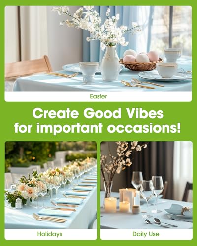 Pureegg Plastic Table Cloth Disposable 8 Pack 54 x 108 Inch, Light Blue | Easter Party, Wedding, Picnic, Leakproof & Sturdy, Light Blue, Tablecloth - color: Light Blue, size: 54" X 108" Rectangle