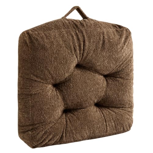 Floor Pillow, Large Meditation Sitting Cushion with Handle | for Tatami, Living Room, Yoga Use for Adults and Kids (1, Square, Brown, 22" x 22" x 6") - color: Square, Brown