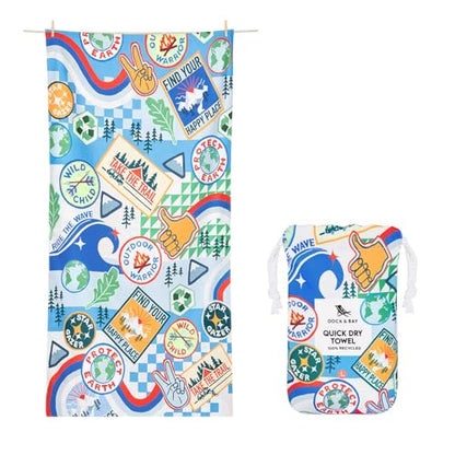 Dock & Bay Kid's Towel - for Beach Use - Quick Dry, Sand Free - Compact, Lightweight - 100% Recycled - Includes Bag - Into the Wild, Medium (130x70cm, 51x28) - color: Into the Wild, size: Medium (130x70cm, 51x27")