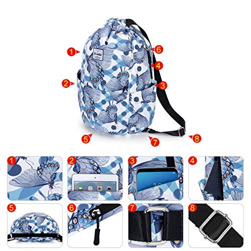 XEYOU Drawstring Backpack Bag Sport Gym Sackpack Beach Cinch Bag | Lightweight Swimming Bag, Water-Resistant Fabric, Travel Daypack for Women and Men - color: Blue Butterfly
