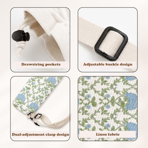 Blue Hydrangea Block Print Mahjong Mat Bag with Adjustable Straps - color: Blue Hydrangea
