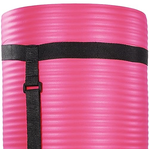BalanceFrom 71x24 Inches Yoga Mat with Knee Pad and Optional Blocks – Extra 1-Inch Thick Non-Slip Foam with Anti-Tear Surface and Carrying Strap for Home, Studio, or Gym Workouts - color: Pink, style: Mat & Knee Pad