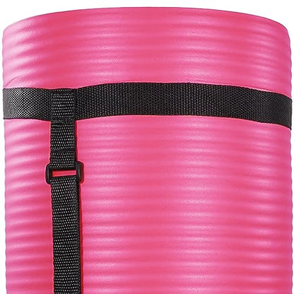 BalanceFrom 71x24 Inches Yoga Mat with Knee Pad and Optional Blocks – Extra 1-Inch Thick Non-Slip Foam with Anti-Tear Surface and Carrying Strap for Home, Studio, or Gym Workouts - color: Pink, style: Mat & Knee Pad