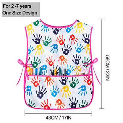 Kids Art Smock Girls Boys Artist Painting Apron with Pockets Sleeveless Smocks for Child 2-7 Years - color: 2pcs Palm