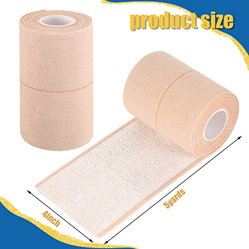 4 Rolls Elastic Tape Adhesive Elastic Tape Self Adhesive Bandage Wrap Flexible Stretch Bandages for Sports Ankle, Knee and Wrist Sprains Animal Pets, 5 Yard (4 Inch in Width) - size: 4 Inch in Width