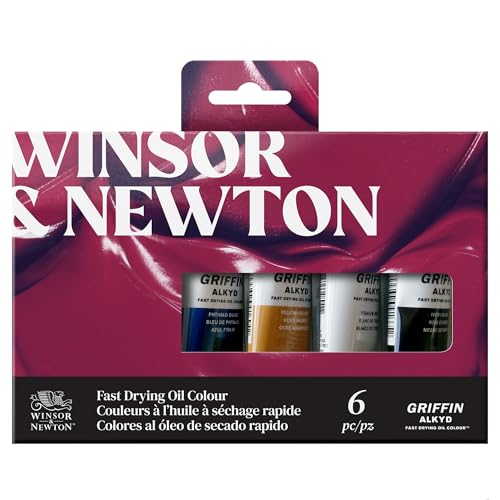 Winsor & Newton Griffin Alkyd Fast Drying Oil Paint, Beginners Set, 6 x 37ml Tubes