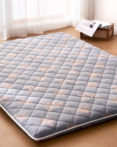 6th Generation Japanese Floor Futon Mattress - Extra-Thick 9-Layer Modern Futon with 100% High-Density Foam, Portable Floor Mattress Sleeping Pad for Adults, Guest Room, Dormitory, Full Size(54"X75") - color: Christmas Deer, size: Full(54"X75")