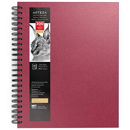 ARTEZA Spiral Sketch Book 9x12 Drawing Pad 100 Sheets Sketch Pads for Drawing for Adults & Teens - color: Pink, size: 1 pack