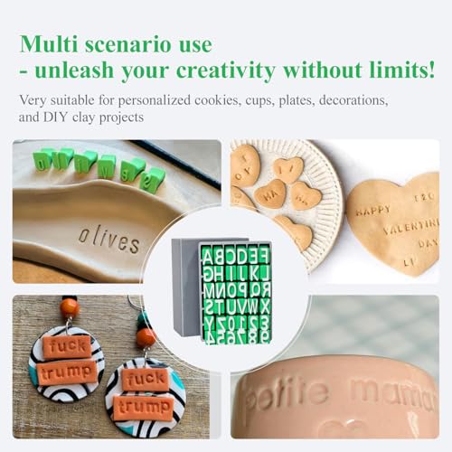Alphabet Stamps Set for Clay Pottery - Polymer Clay Tools, Uppercase and Lowercase Alphabet Number Symbols Small Press Fondant Embosser DIY Cookie Stamps (Lowercase Alphabet & Symbols) - color: Lowercase Alphabet & Symbols