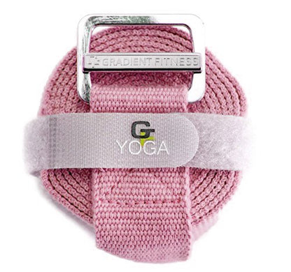 Gradient Fitness Yoga Strap, Friction-Less Easy-Feed Buckle, Super Soft Cotton/Polyester Blend Webbing, Free eGuide. (8 Feet) - color: Pink