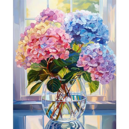 Natuyalo Paint by Numbers Kit for Adults Beginners and Kids, 16" Wx20 L Canvas Pictures Drawing Acrylic Paintwork with 3 Pcs Paintbrushes, Colorful Flowers in Vase - color: ART-05