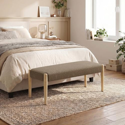 Usaint 42" End of Bed Bench with Wood Legs, Dark Brown with Oak Leg - color: Dark Brown With Oak Leg