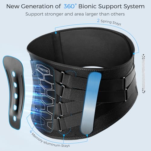 FREETOO Back Brace For Lower Back Pain Relief, Back Support Brace Men Women | 3D Knitted Fabric,Metal Plate,Lumbar Pad, Herniated Disc,Sciatica,Strain,Scoliosis, Work,Heavy Lifting,Driving,Cycling,Gym - size: Large (Waist: 40.5～47.2 Inch)