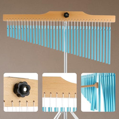 EASTROCK 36 Note Chimes Single-row Bar Chimes Height-Adjustable Stand Blue - color: 36note Blue